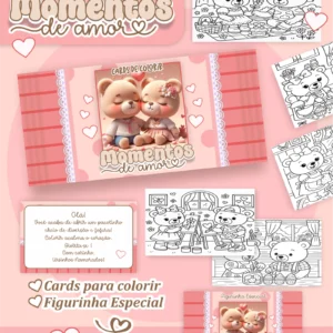 Arquivo Digital CARDS DE COLORIR -  URSINHOS NAMORADOS 01