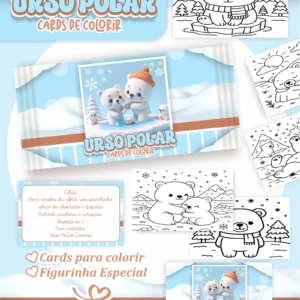 Arquivo Digital CARDS DE COLORIR -  URSO POLAR 01
