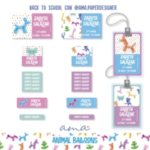 Arquivo Digital ETIQUETA ESCOLAR  ANIMAL BALLOON 01