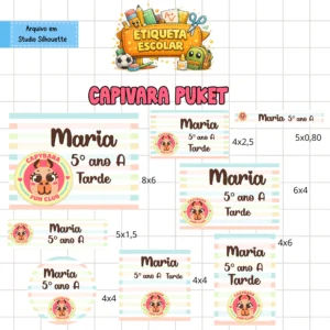 Arquivo Digital ETIQUETA ESCOLAR  CAPIVARA PUKET 01