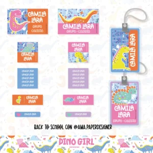 Arquivo Digital ETIQUETA ESCOLAR  DINO GIRL 01