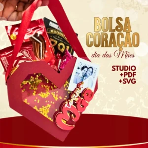 Arquivo Digital KIT DIA DAS MÃES CAIXA BOLSA CORAÇÃO PARA DOCES 01