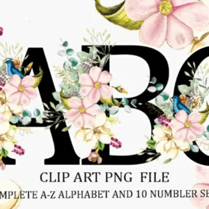 Arquivo Digital KIT ILUSTRAÇÕES ALFABETO FLORAL 01