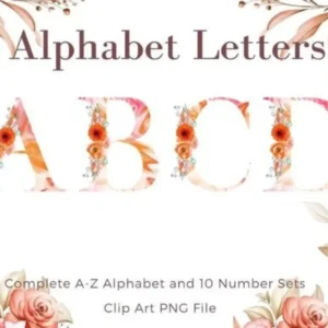 Arquivo Digital KIT ILUSTRAÇÕES ALFABETO FLORAL 04