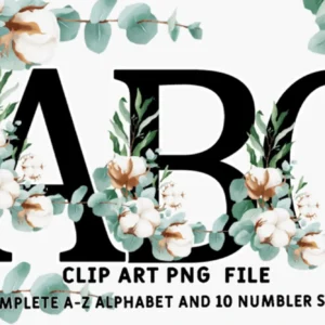 Arquivo Digital KIT ILUSTRAÇÕES ALFABETO FLORAL 05